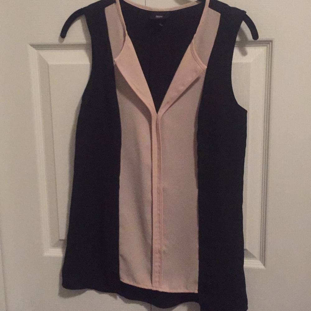 Black and Blush Split Front Tank